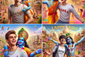 Vrindavan Holi 3D Photo Editing Bing Image Creator Happy Holi with Krishna